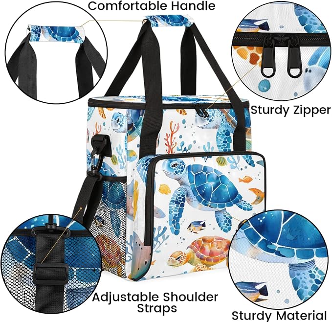 Turtle Ocean Coffee Maker Carring Bag, Large Insulated Storage Organizer Case - Image 6