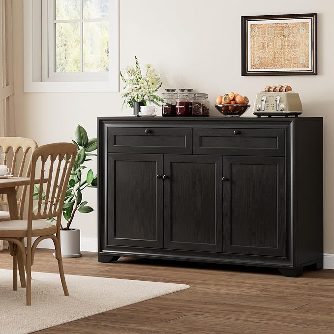 48 Inches Buffet Cabinet with Storage, Farmhouse Sideboard Buffet w/2 Drawers - Image 4