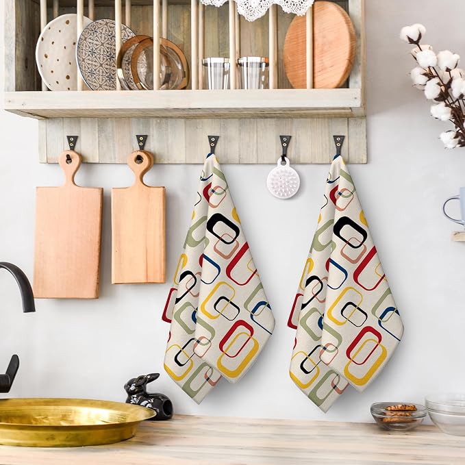 Retro Kitchen Towels with Hanging Loop, Mid Century Modern Dish Towel - Image 5