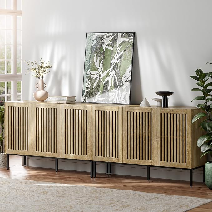 BVIUNTWO Buffet Cabinet with Storage, Sideboard Coffee Bar Cabinet with 6 Doors - Image 3