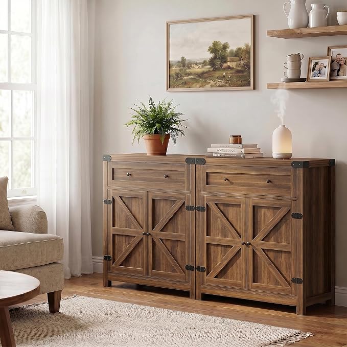 YESHOMY Kitchen Storage Cabinet, Coffee Bar Cabinet, Farmhouse Sideboard Buffet - Image 6