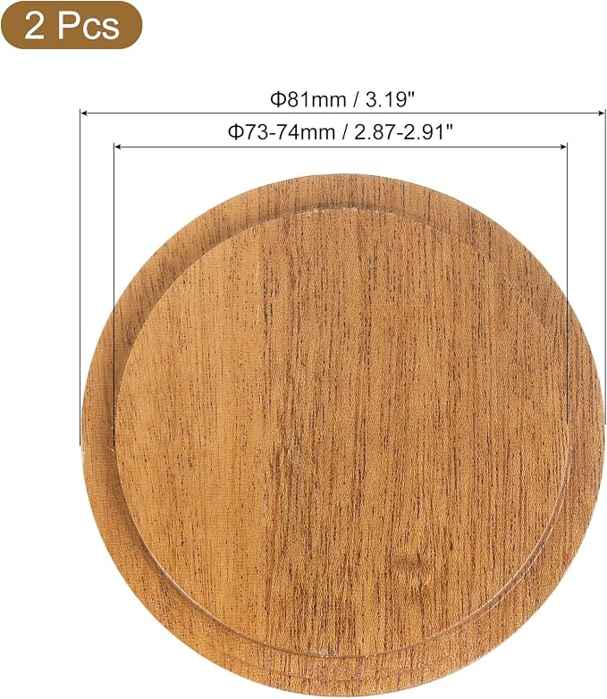 Uxcell Wooden Bamboo Tea Glass Cup Lid, 2.91 Inch, Sealed Lid - Image 2