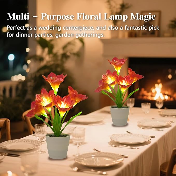 Artificial Red Amaryllis Flower Lamp Night Light - Image 4