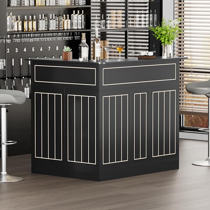 L Shaped Home Bar Unit, 4-Tier Corner Bar Cabinet - Image 8