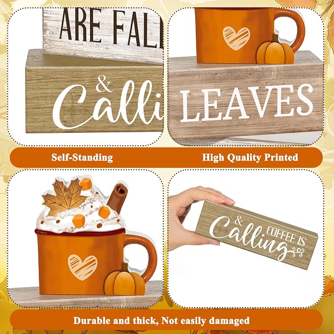 Lineshading 4 Pcs Fall Coffee Table Decorations Fall Decor - Image 3