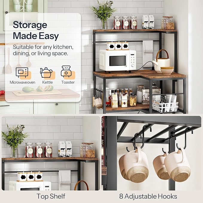 HOOBRO L-Shaped Bakers Rack - Image 8