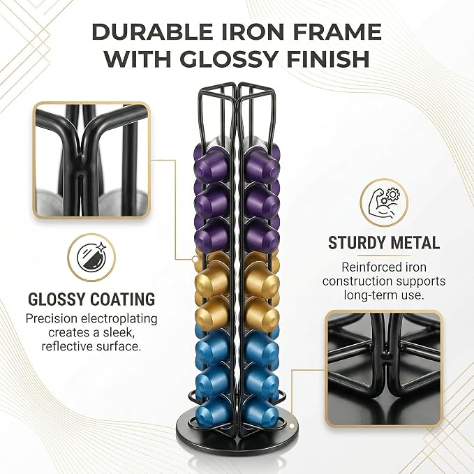 Coffee Pod Holder for Nespresso OriginalLine Capsules, 40 Capacity Rotating - Image 4