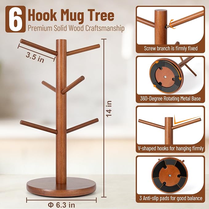 MyLifeUNIT Mug Holder Tree, 360° Rotated Coffee Cup Holder - Image 5