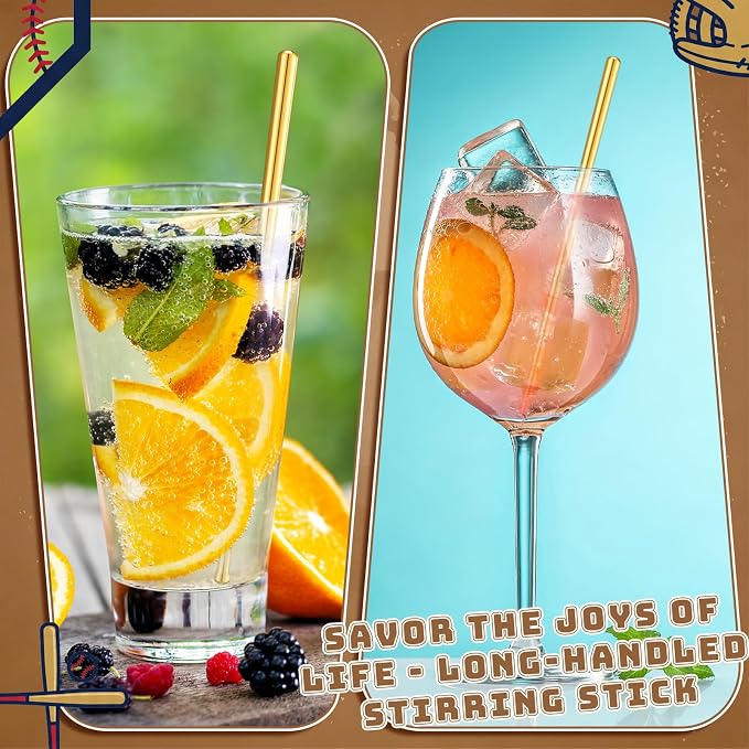 12 Pcs Baseball Bat Cocktail Stirrers Metal Coffee Beverage Stirrer 4.8 Inch - Image 4