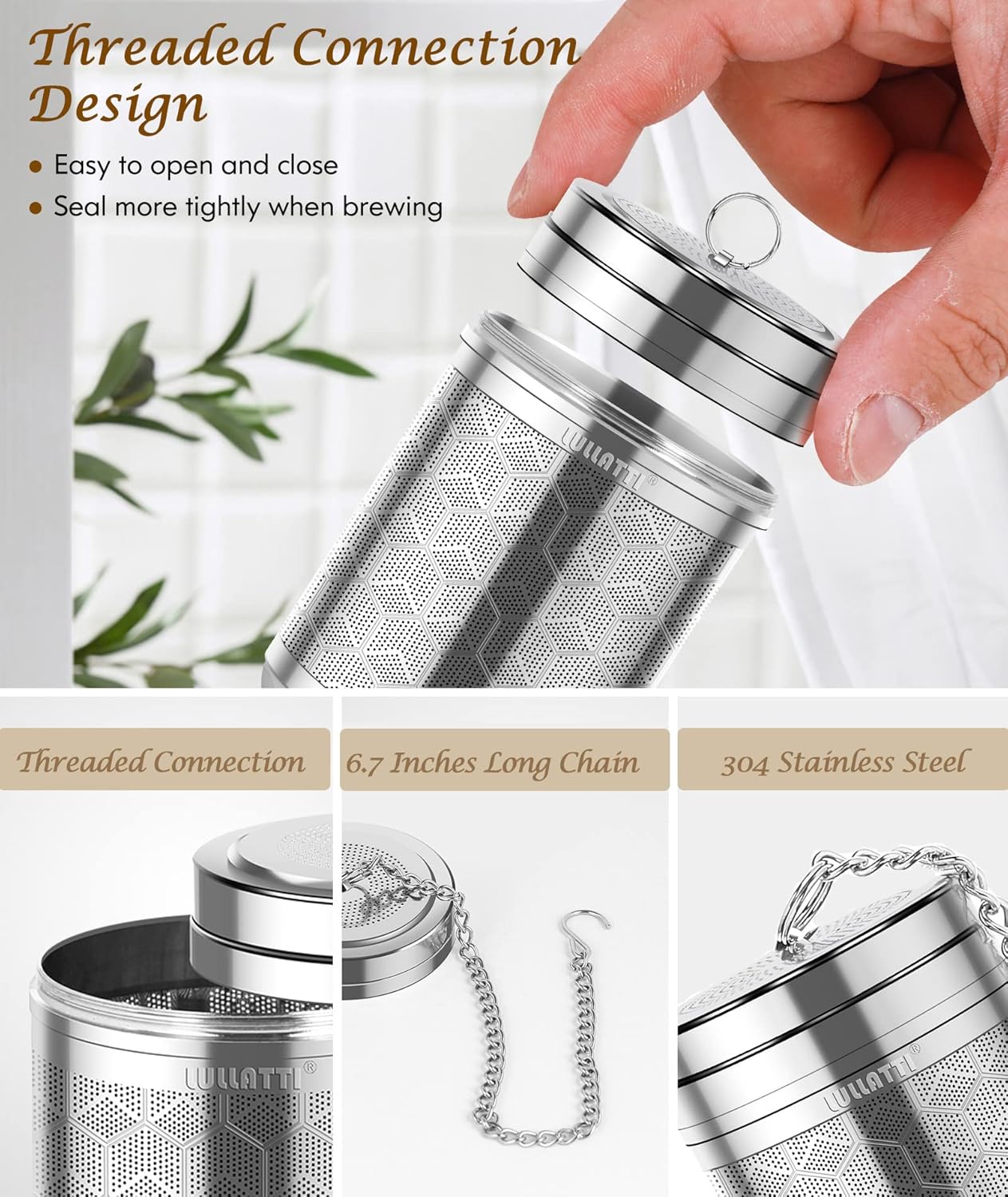 Large Tea Infuser for Loose Tea(2 Pack), 304 Stainless Steel Tea Ball Strainer, Extra Fine Mesh Tea Steeper for Brewing All Kind of Tea, Fits for Most Teapot, Cups or Mugs