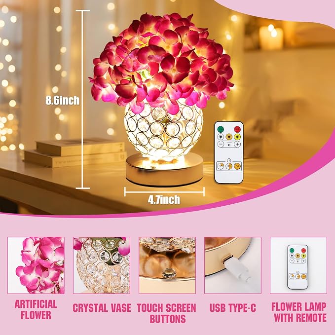 Artificial Hydrangea Flower Lamp - Image 6
