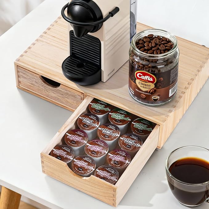 Wooden K Cup Organizer Coffee Pod Storage Box, Coffee Pod and Tea Bag Holder by QYJinlida