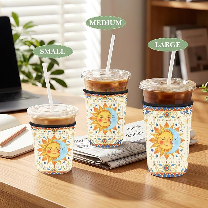 Reusable Insulated Neoprene Iced Coffee Cup Sleeve 3 Pack, Durable Drink Sleeve - Image 4