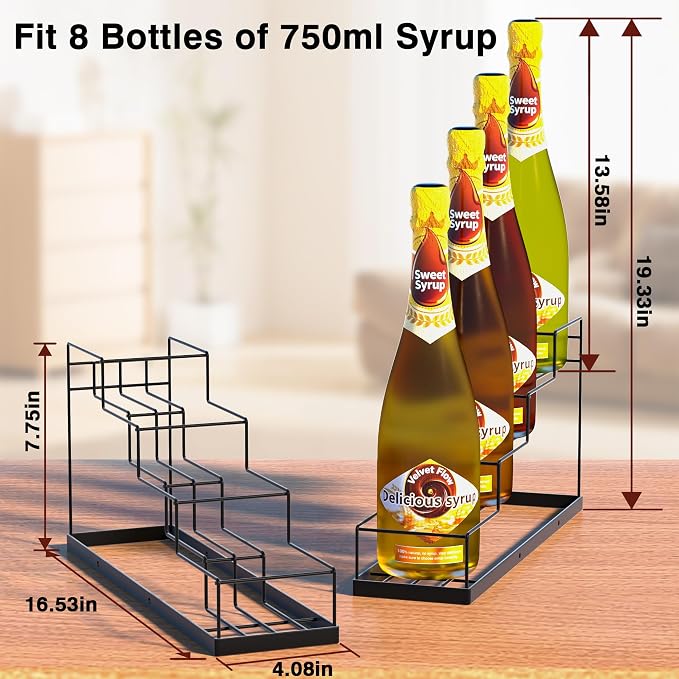 Invech Coffee Syrup Organizer Rack 2 Pack, Metal Syrup Holder - Image 6