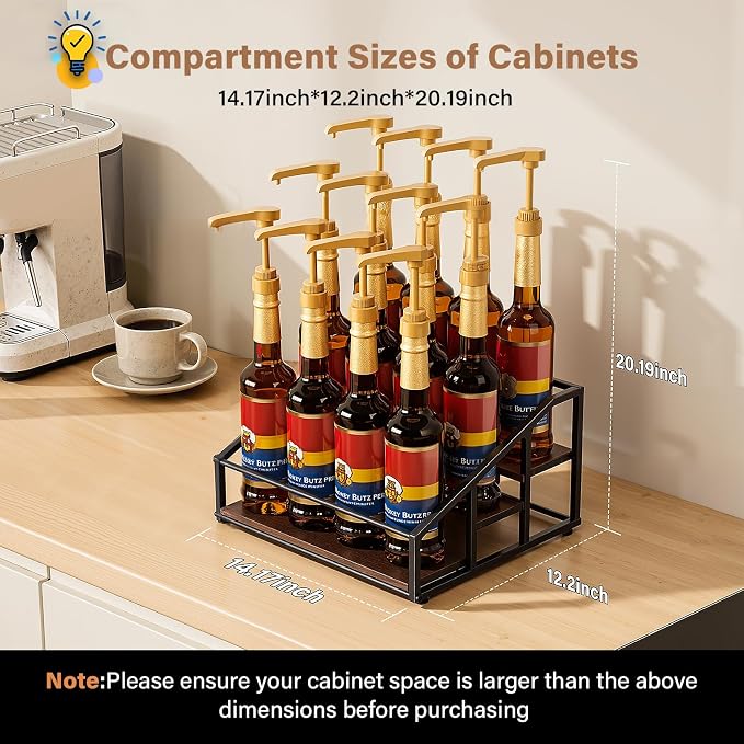 kimilus Coffee Syrup Organizer Rack, Liquor Bottle Display Shelf, 3 Tier 12 - Image 4