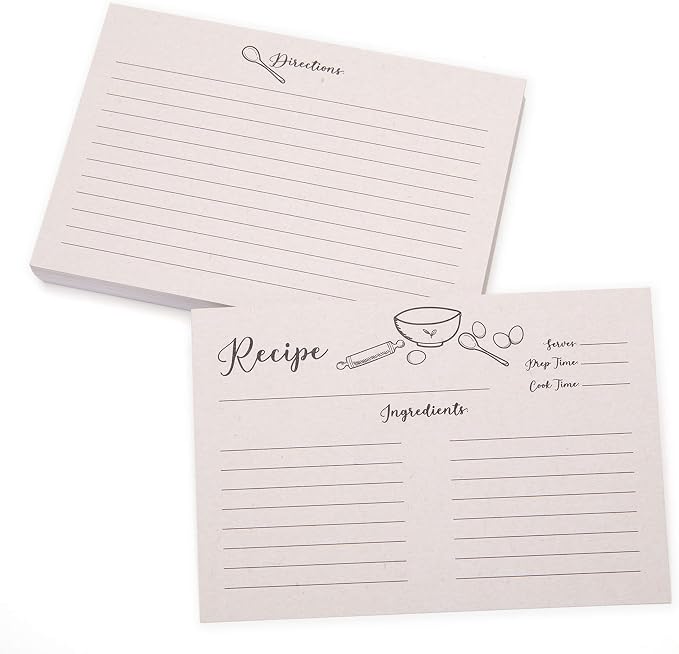 Outshine Recipe Cards| 50 Blank Recipe Cards | Double Sided Thick Card Stock by OutshineCo