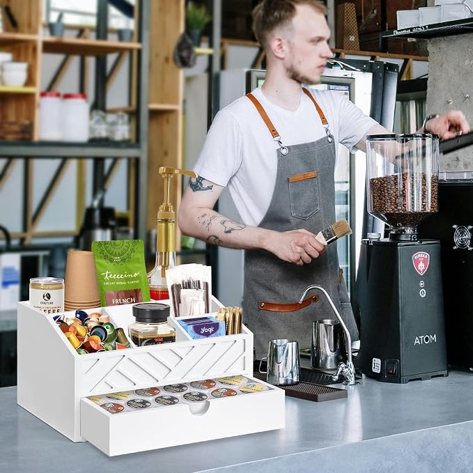 Coffee Bar Organizer with Drawer, Coffee Station Organizer - Image 6