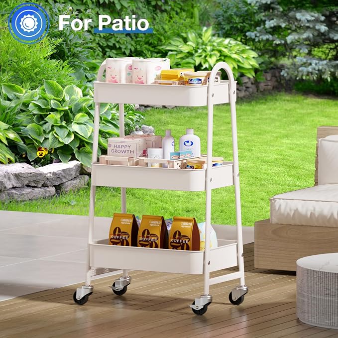 OLIXIS Metal Utility Cart, Mobile Rolling Storage Shelf - Image 7