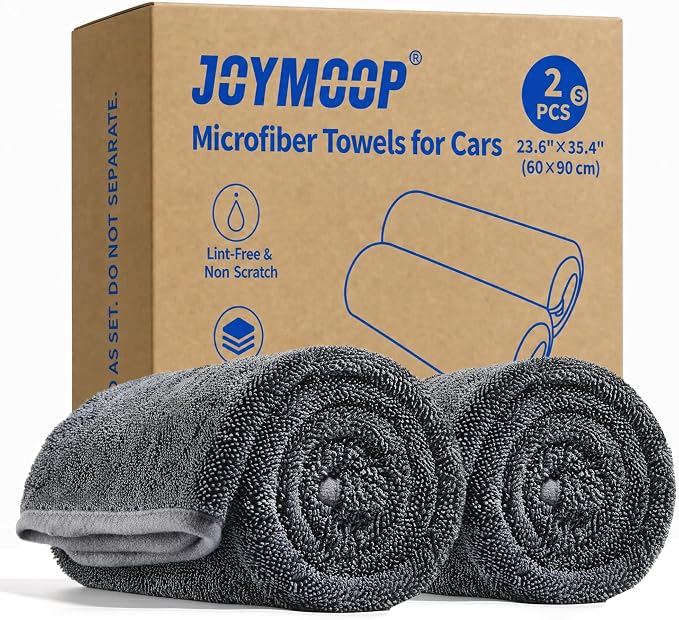JOYMOOP Microfiber Towels for Cars, 2 Pack 35.4" x 23.6" Car Drying Towel by JOYMOOP