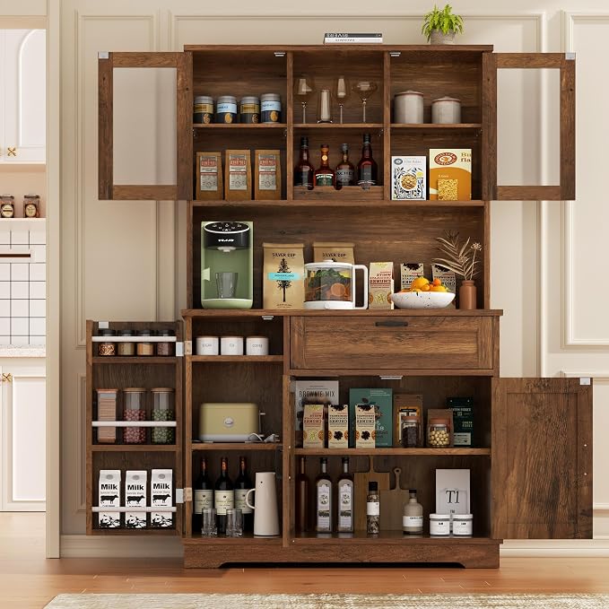 Vongrasig Tall Kitchen Pantry Storage Cabinet, Modern Pantry Cabinet - Image 3