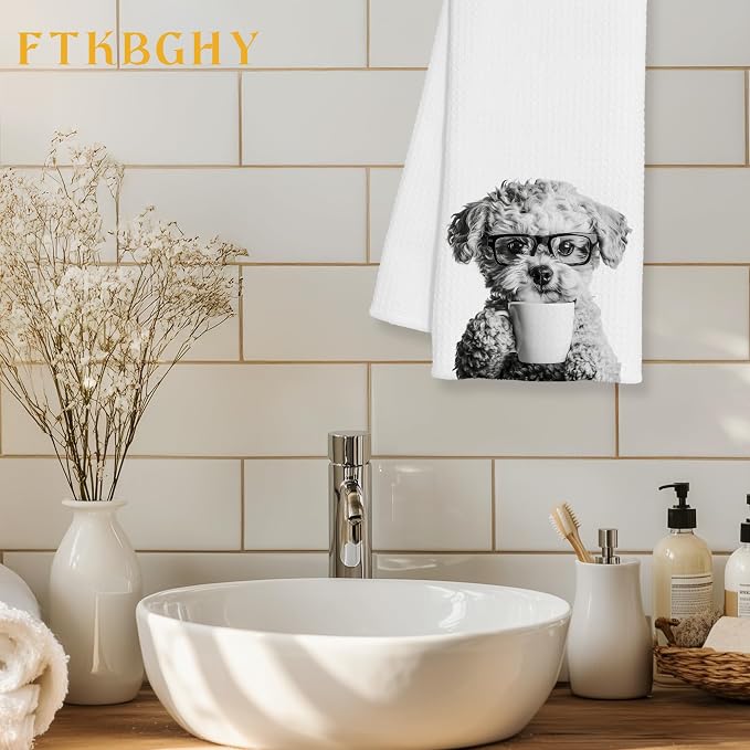 Funny Poodle Decor Coffee Kitchen Towels Gift, Poodle Dog Gifts, Coffee Gifts - Image 2
