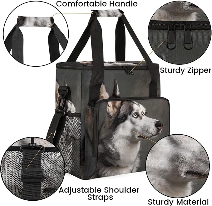 Cool Husky Dog Coffee Maker Carring Bag, Large Insulated Storage Organizer Case - Image 6