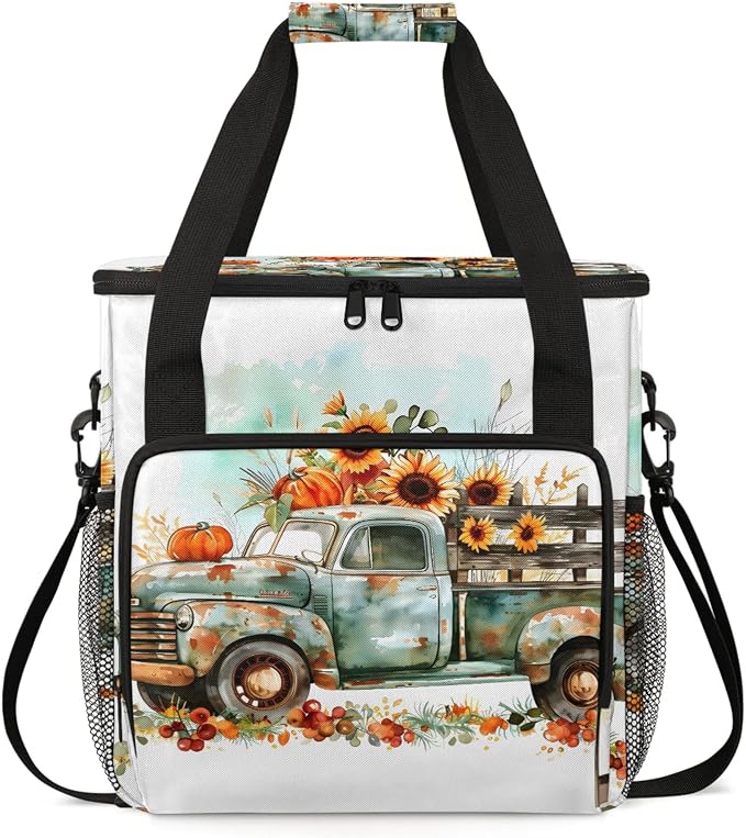 Fall Pumpkin Truck Coffee Maker Carring Bag, Large Insulated Storage Organizer by Home