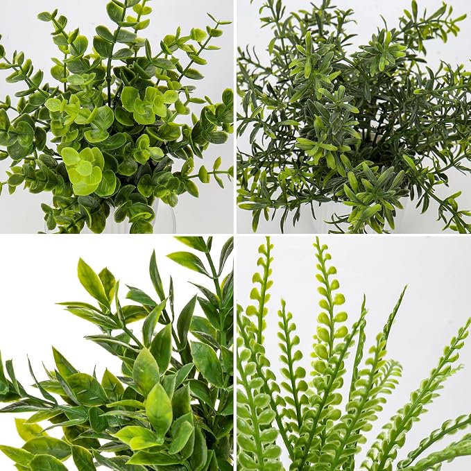 Hollyone 4 Pack Artificial Potted Plants Eucalyptus Rosemary Boston Fern ZZ - Image 3