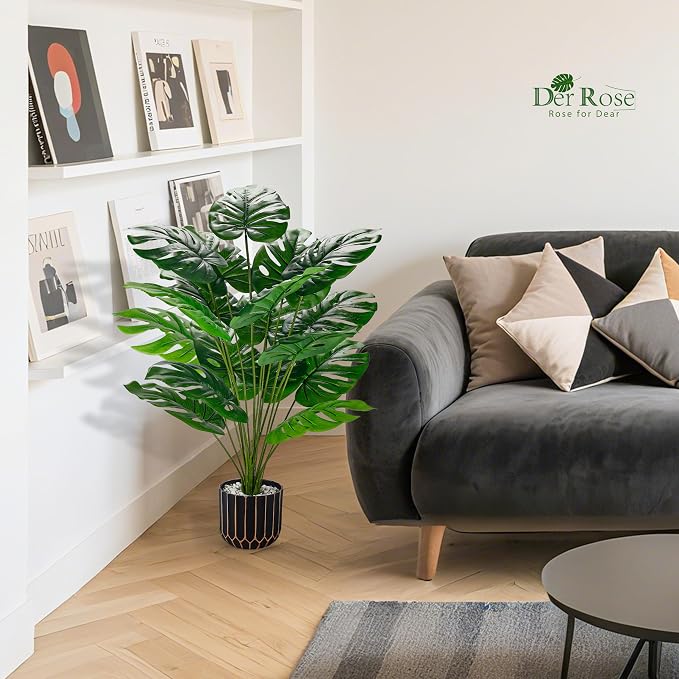 Der Rose Fake Palm Tree Large Artificial Potted Monstera Plants Indoor - Image 4