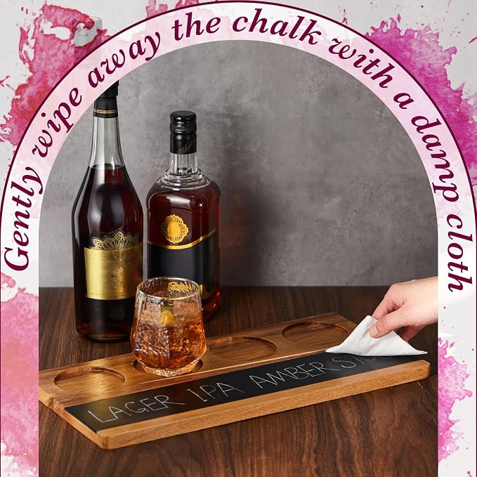 Marsui Wine Flight Tasting Set of 4, Wooden Whiskey Flight Board - Image 5