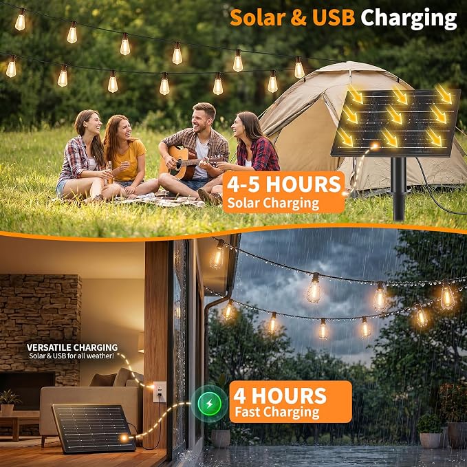Hotsonic Solar Outdoor String Lights Waterproof, 100FT Remote Control LED - Image 2