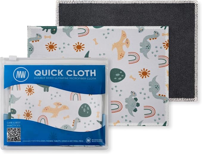 Microfiber Wholesale Quick Cloth Glasses Cleaning Cloths–5x7 Dinosaurs 2-Pack by MicrofiberWholesale