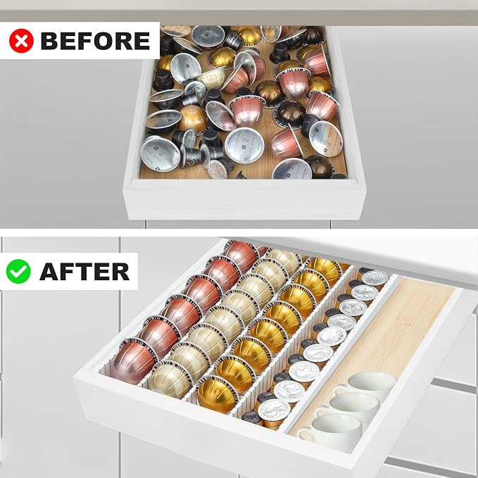 MinBoo Bamboo Coffee Pod Storage Holder Drawer Insert - Image 5