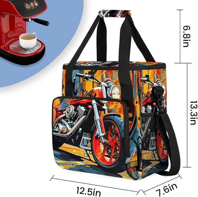 Cool Motorcycle Coffee Maker Carring Bag, Large Insulated Storage Organizer - Image 2