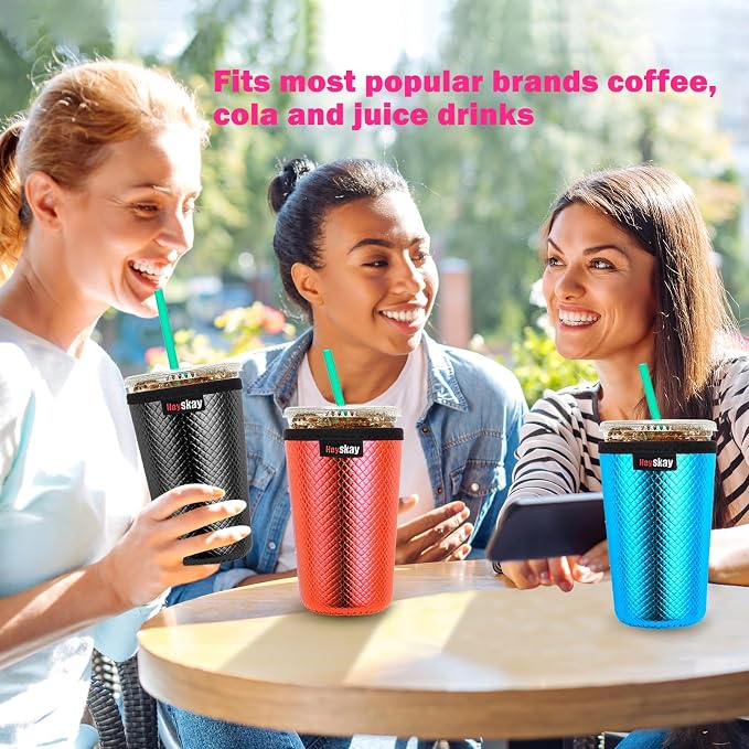 HEYSKAY Insulated Coffee Cup Sleeves Reusable Neoprene PU Leather Universal - Image 5