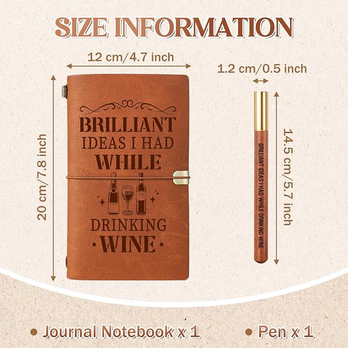 Wine Gifts for Women, Leather Tasting Journal Notebook - Image 6