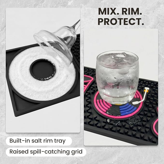 3-Fold Bar Mat with Cutting Board, Non-Slip Foldable Rubber Spill Mat - Image 5