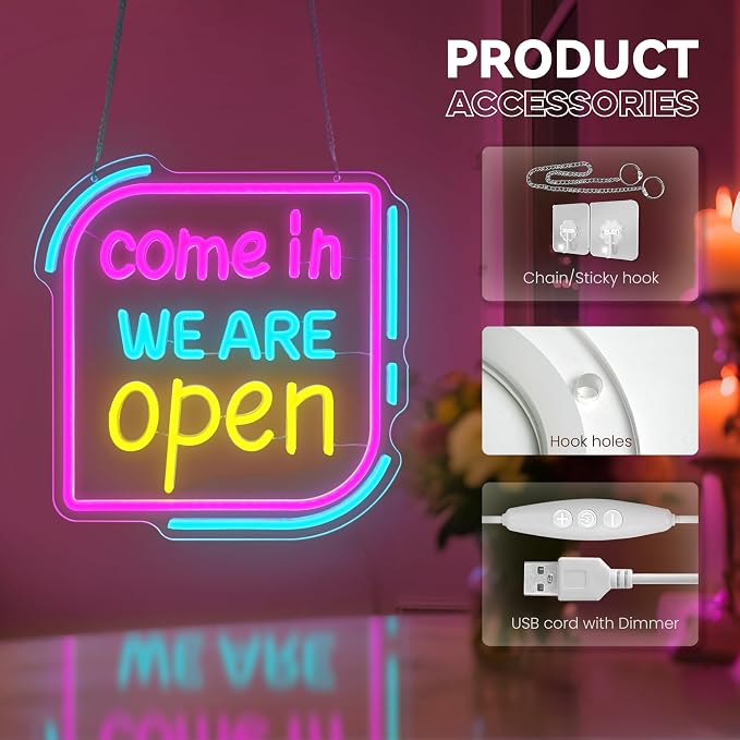 Open Neon Sign, Come In We Are Open Neon Signs - Image 4