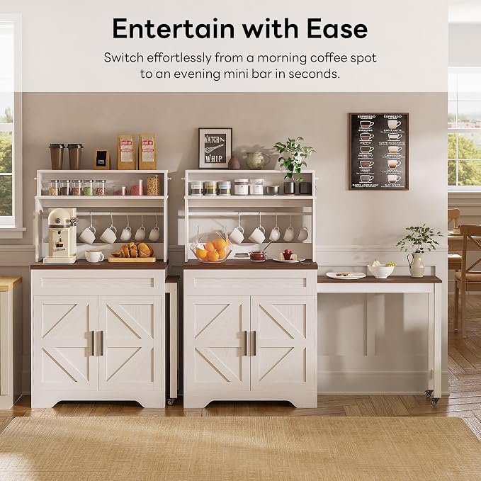 LIKIMIO 57" Farmhouse Coffee Bar Cabinet - Image 8