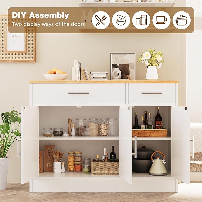 Vongrasig 43” Coffee Bar Cabinet, Farmhouse Buffet Cabinet - Image 4