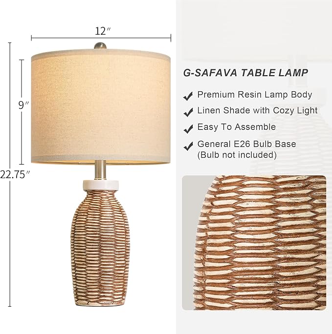 22.75" Table Lamps for Living Room Small Lamps for Bedroom Bedside Lamps Set of - Image 2