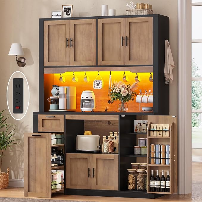 Itaar 71" Pantry Cabinet with Charging Station and LED Light, Kitchen Pantry by Itaar