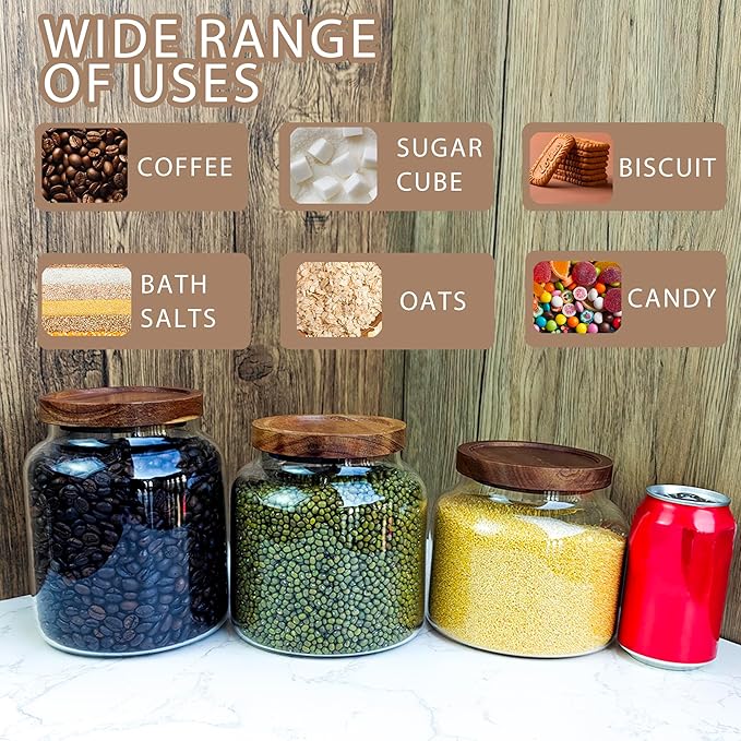 1PC Glass Storage Jars with Airtight Lids, 54 fl oz coffee container with - Image 4