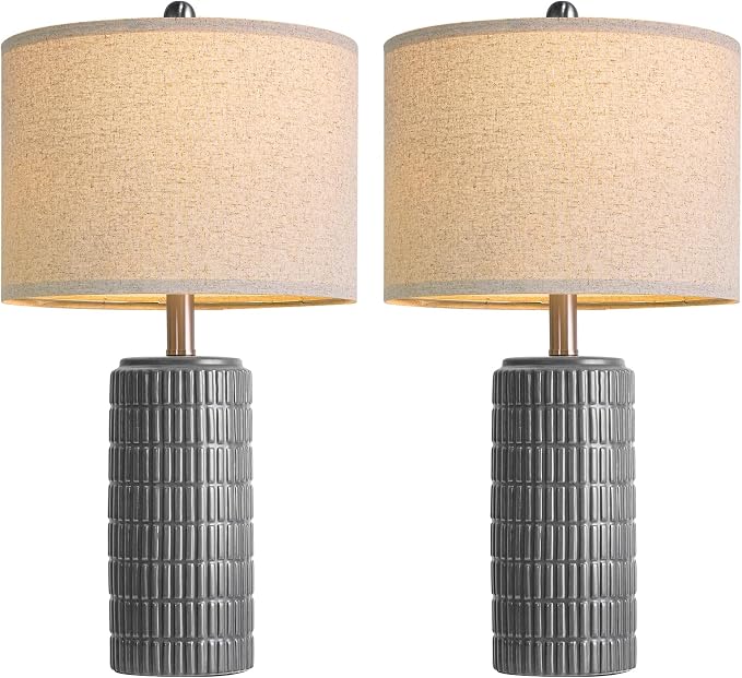 PoKat 23" Ceramic Dark Gray Table Lamps Set of 2 - Image 8