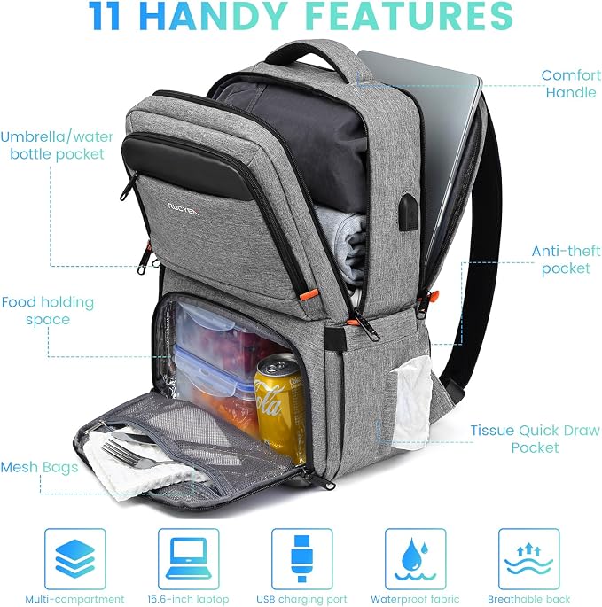 RUCYEN Lunch Backpack, Insulated Cooler Backpack Lunch Box - Image 2