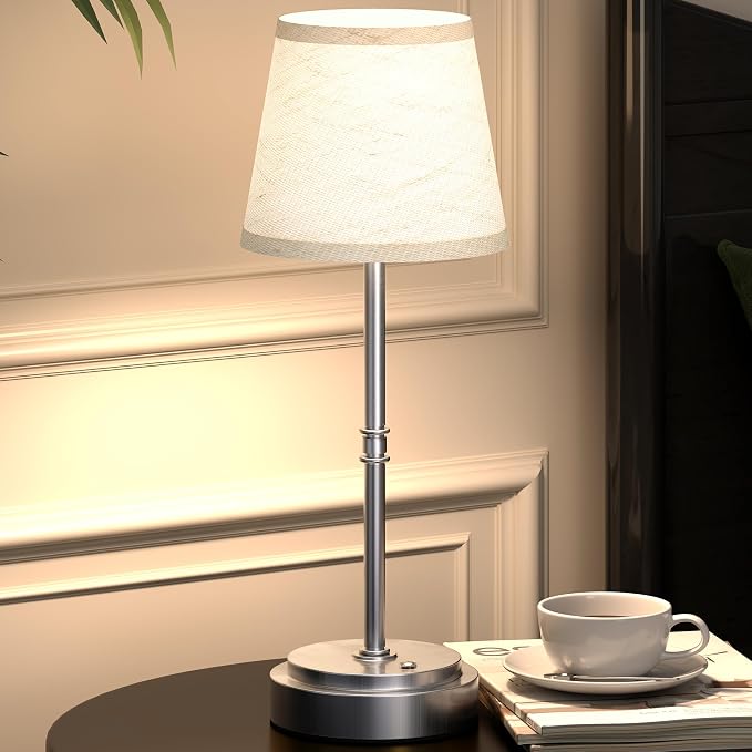 Cordless Table Lamp Rechargeable Silver by Litluzecozy