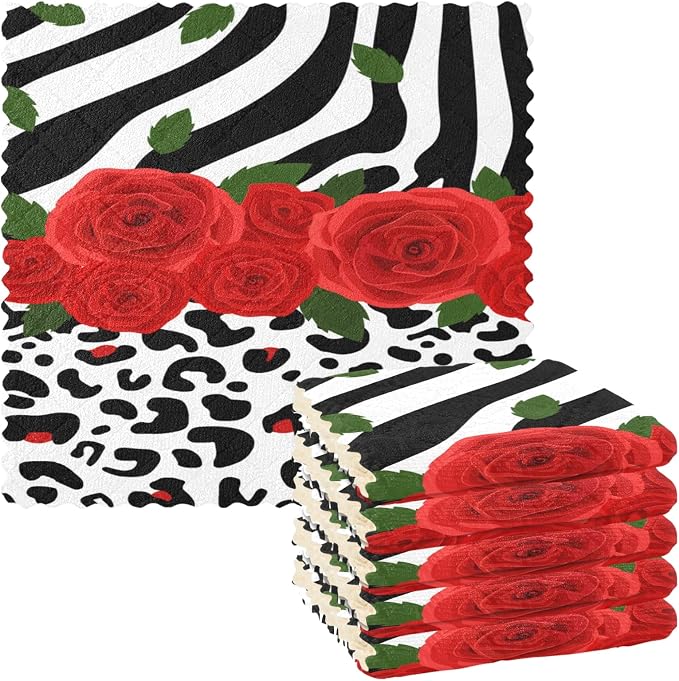 ALAZA Dish Towels Kitchen Cleaning Cloths Animal Leopard Print Zebra Dish by ALAZA