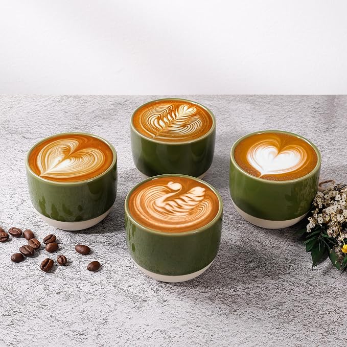 Ceramic Espresso Cups Set, Espresso Coffee Mugs, Special Glazed Demitasse Cups - Image 2