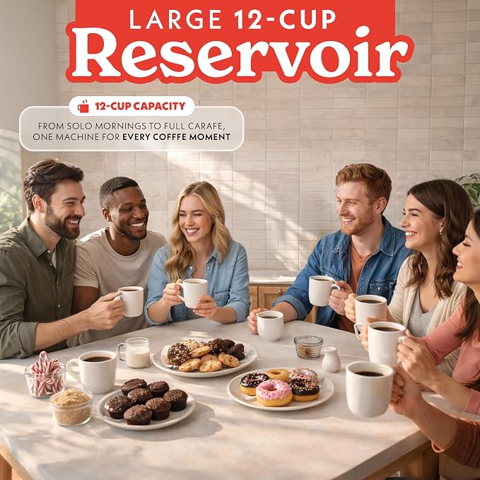 Gourmia 2-in-1 Single Serve and 12 Cup Coffee Maker - Image 8