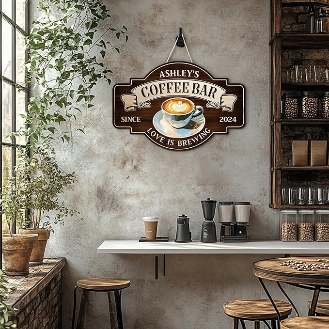 THUYPT Personalized Coffee Sign, Coffee Wooden Sign Plaque Wall Hanging Coffee - Image 7